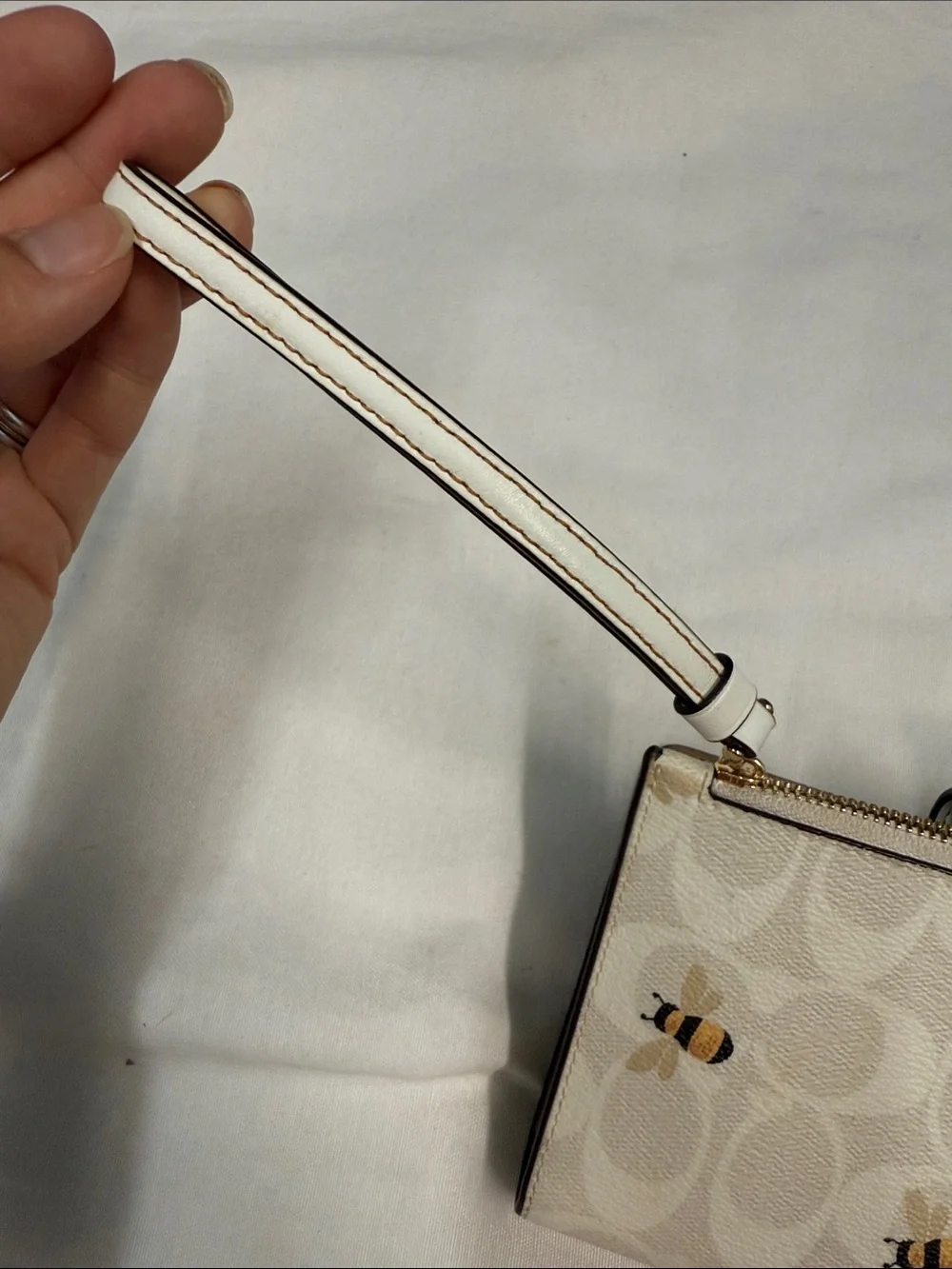 Coach White Bee Print Wristlet Wallet - Picture 7 of 7